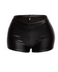 Black matte pu shorts
