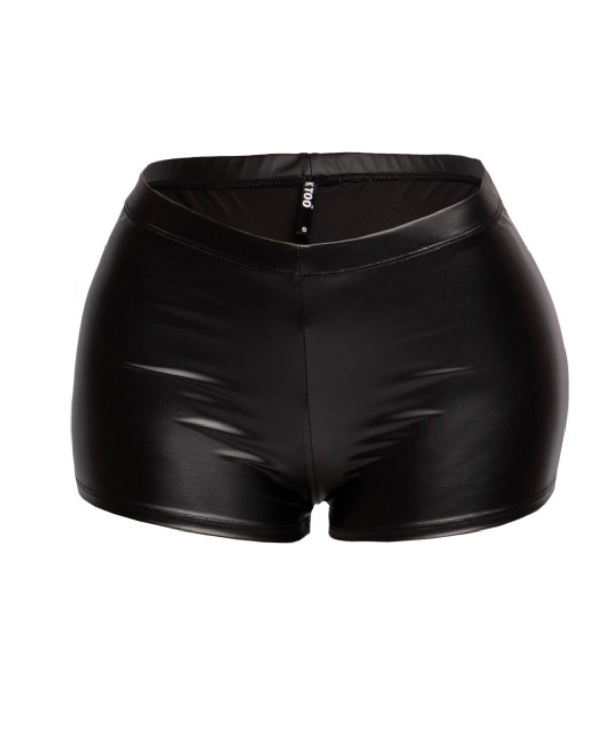 Black matte pu shorts