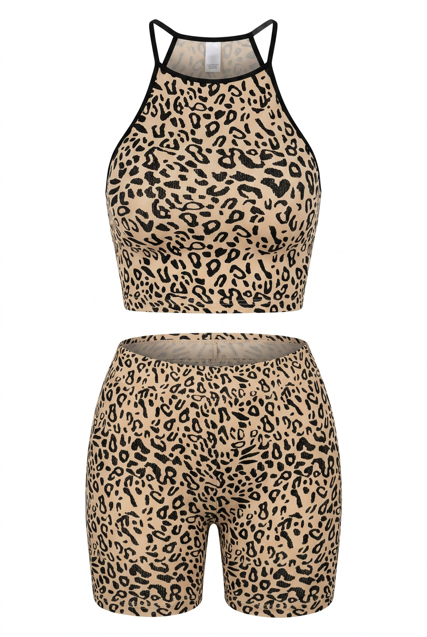 Leopard print two piece set