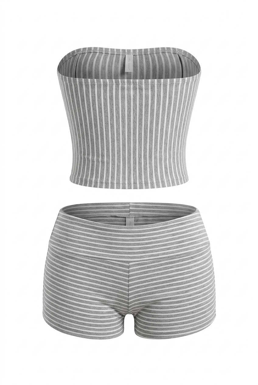 Grey Striped bandeau set
