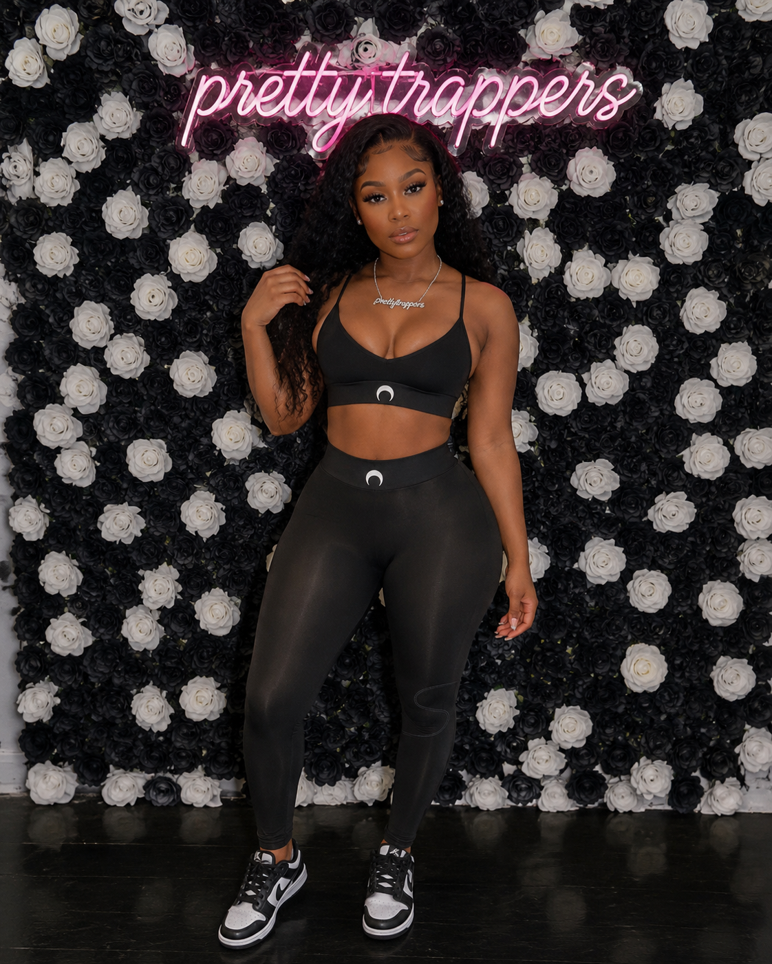 Black two piece moon print set