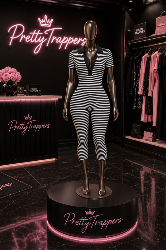Stripped short sleeve jumpsuit