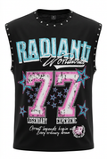 Aqua and pink Retro studded tee
