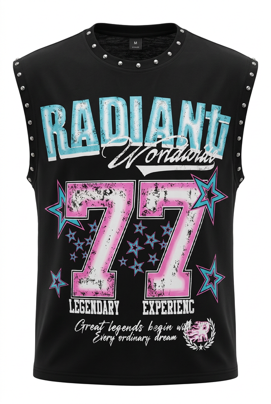 Aqua and pink Retro studded tee