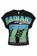 Black retro studded tee