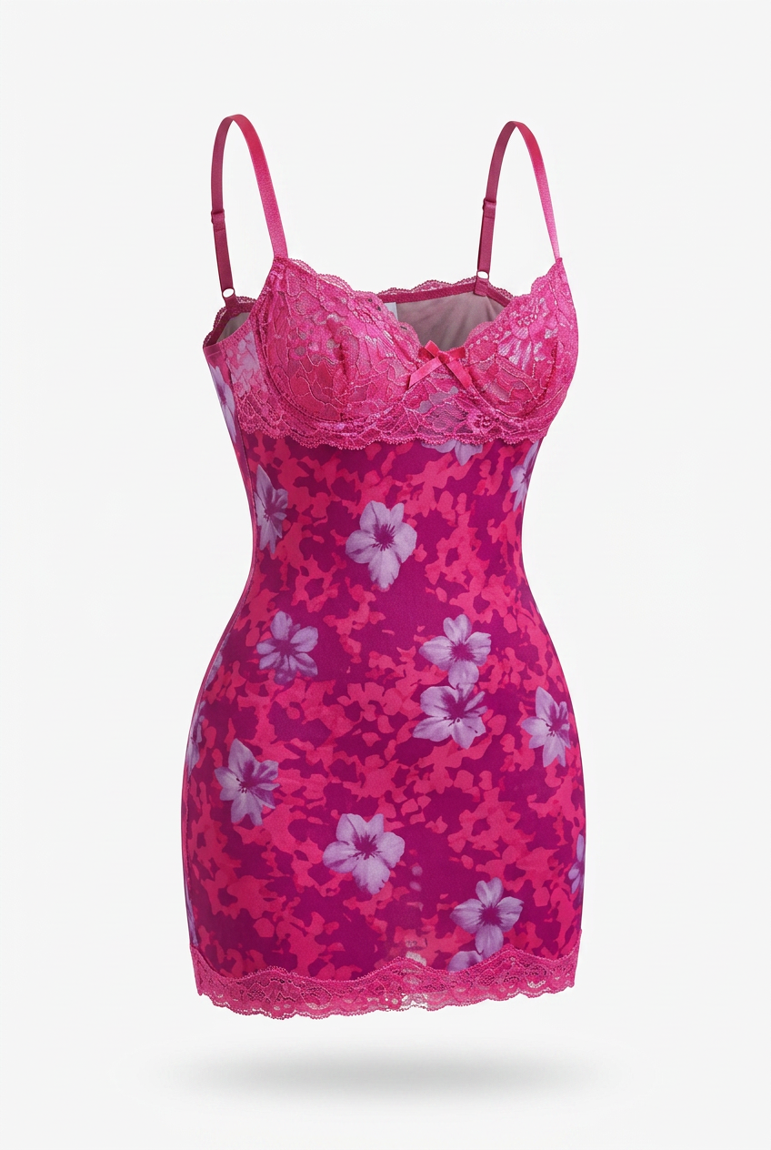 Pink floral mini dress