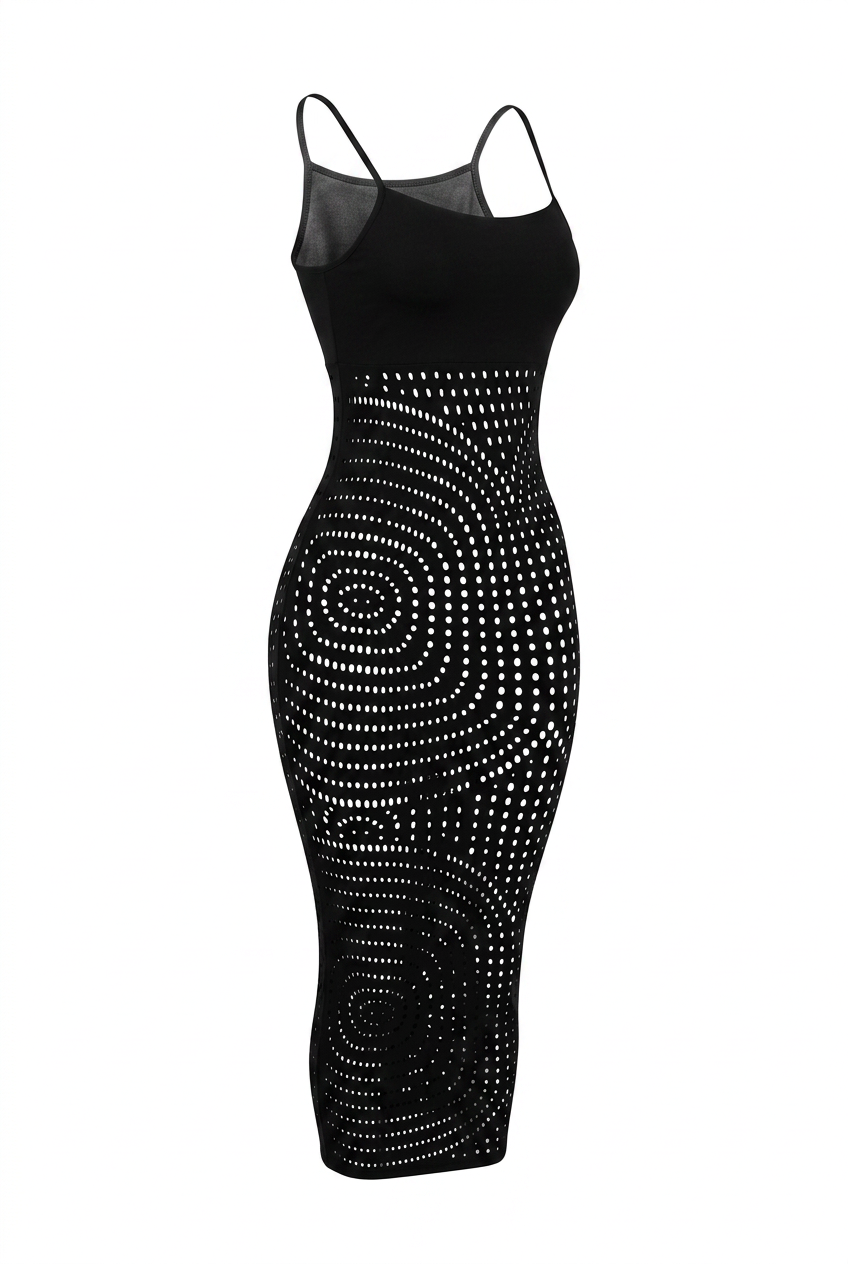 Sweet hollow knit body con dress