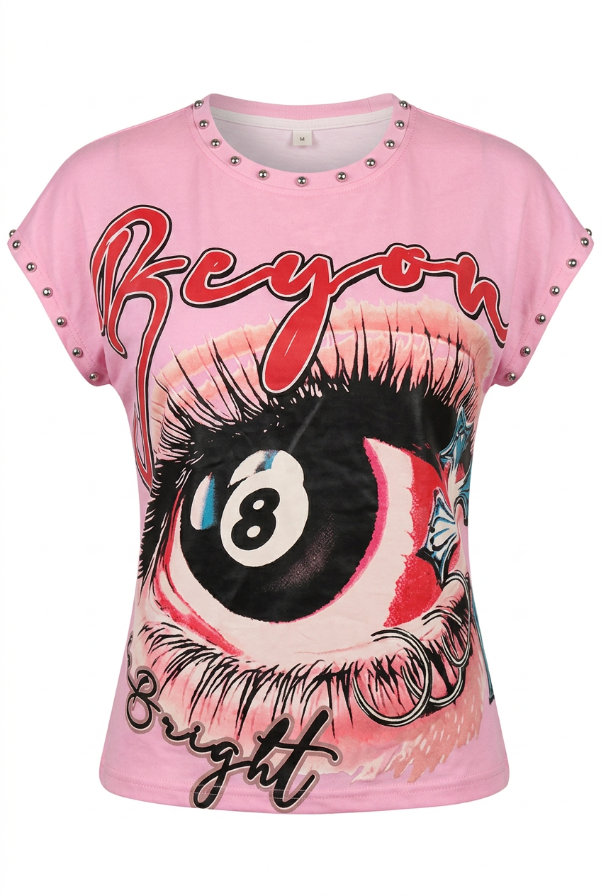 Pink retro studded tee
