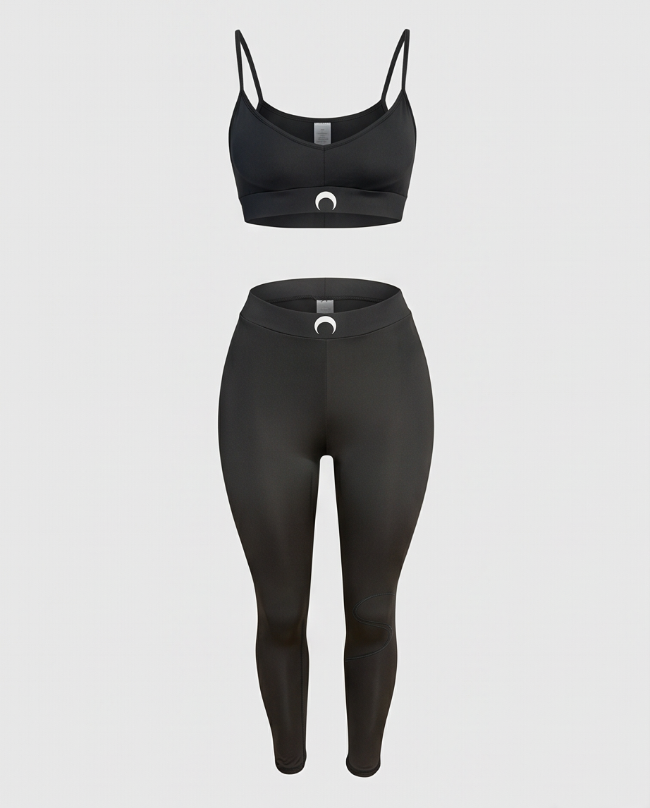 Black two piece moon print set
