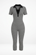 Stripped short sleeve jumpsuit